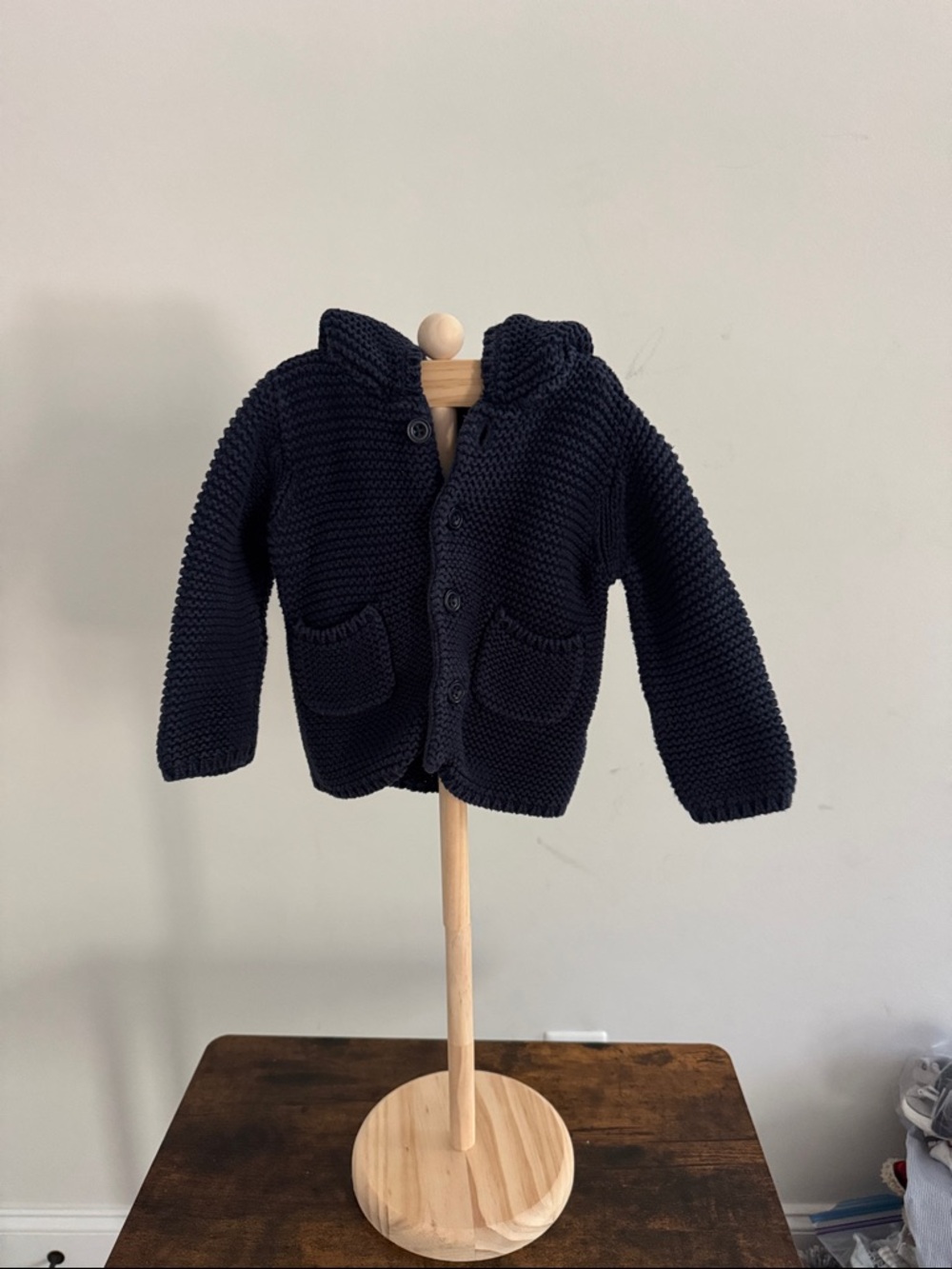 GAP Navy Blue Knit Hooded Cardigan